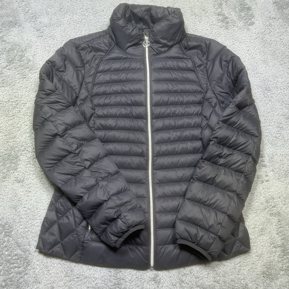 Michael Kors Jacket‎ Women's M Gray Packable Down Fill Full Zip *SMALL SPOTS